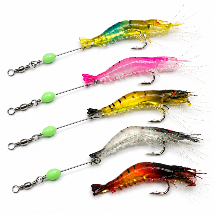 Pre-Rigged Shrimp Soft Plastic Lures — 5 Pack (2.75 in)